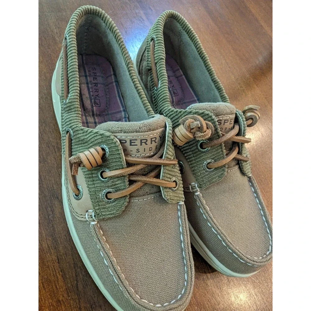 Sperry Top Sider Shoes Womens 5 M Boat Corduroy Brown Canvas Low Top STS90251